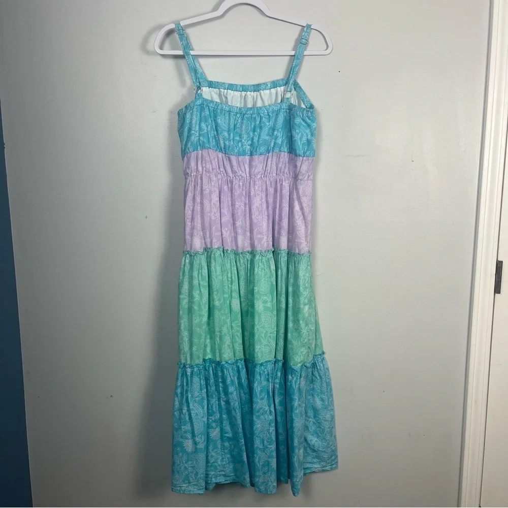 Andrew Marc Marc New York Multi color tiered maxi dress size large - Picture 4 of 6